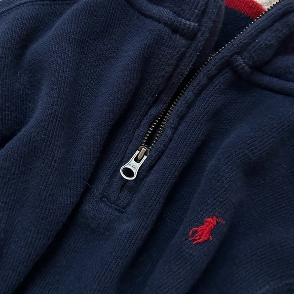 Polo Ralph Lauren Boys French-Rib Pullover Quarter Zip Pony Logo Sweater Sz 5 - Picture 3 of 8
